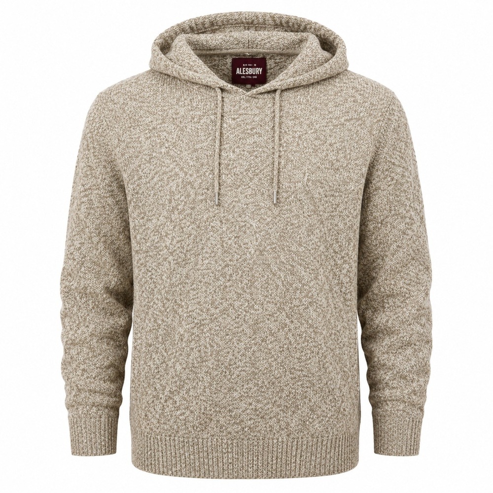 Alesbury Rami Mixed Rope Yarn Hooded Sweater Tan XXL Pullover Mens NWT